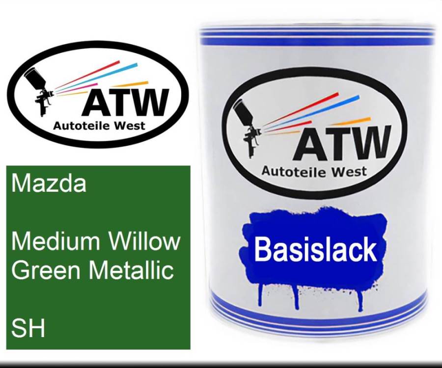 Mazda, Medium Willow Green Metallic, SH: 1L Lackdose, von ATW Autoteile West.